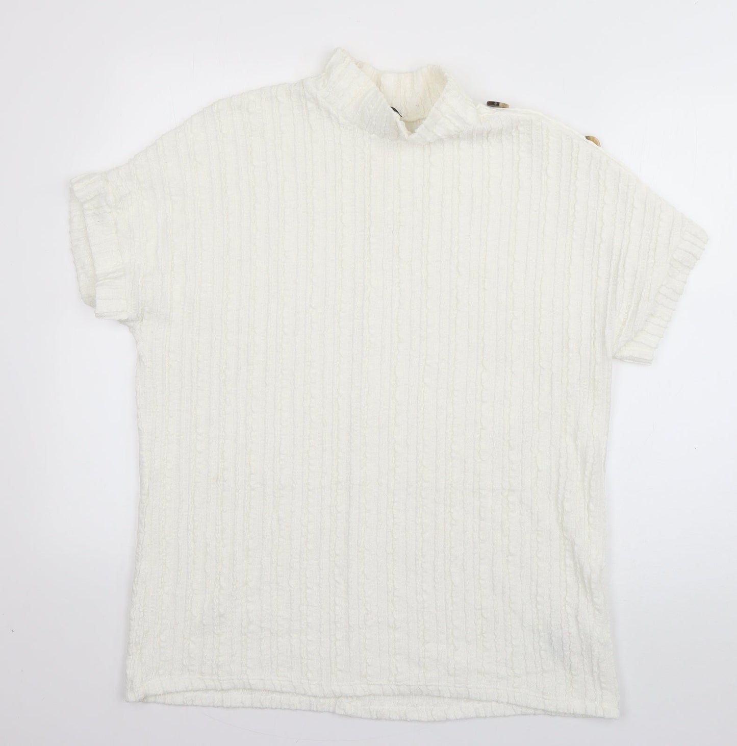 Papaya Womens White  Polyester Basic T-Shirt Size 14 Round Neck