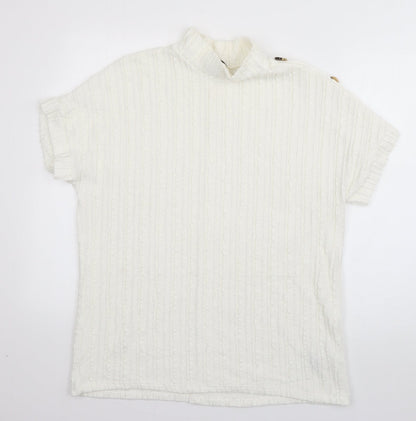 Papaya Womens White  Polyester Basic T-Shirt Size 14 Round Neck