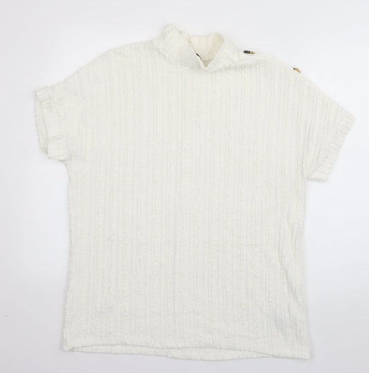 Papaya Womens White  Polyester Basic T-Shirt Size 14 Round Neck