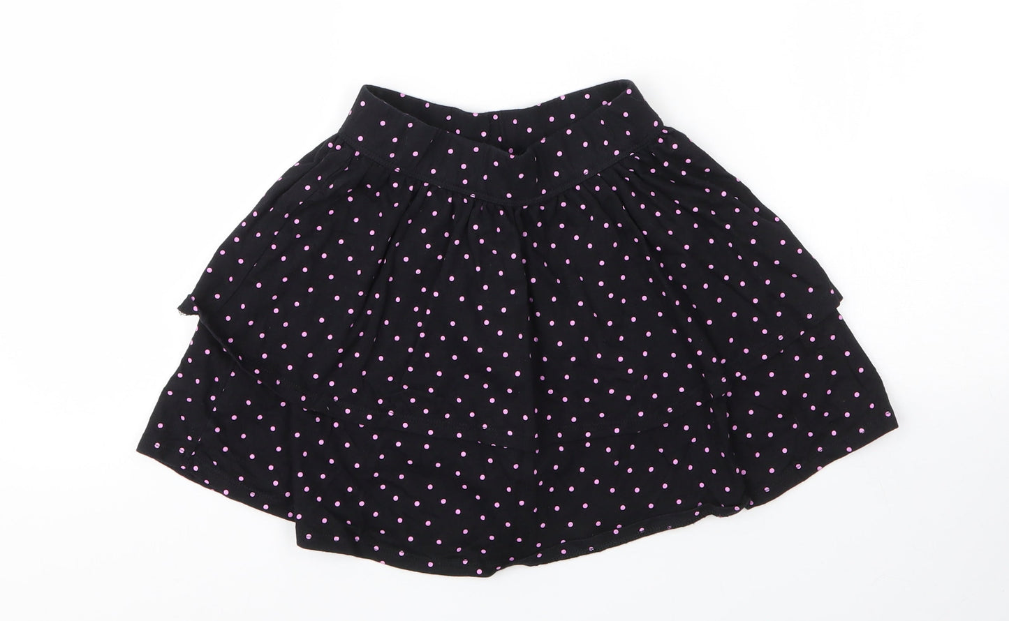 George Girls Black Spotted Cotton A-Line Skirt Size 7 Years  Regular