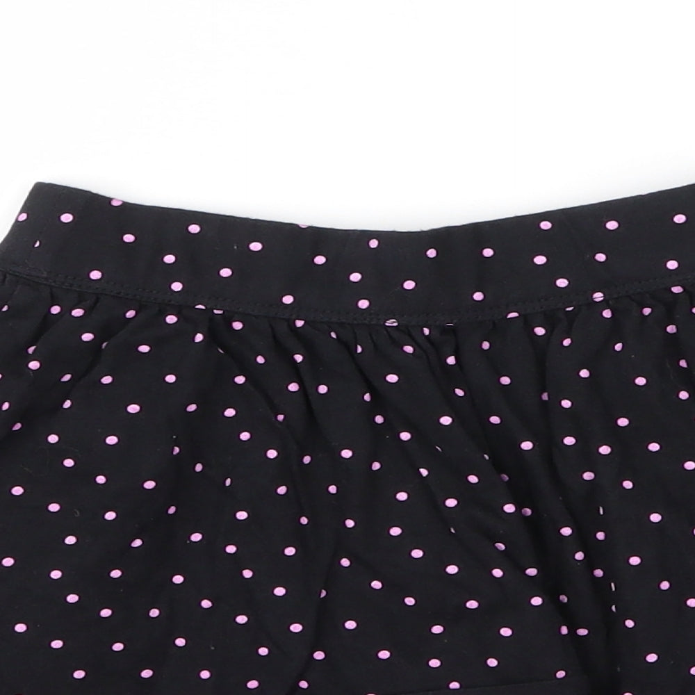 George Girls Black Spotted Cotton A-Line Skirt Size 7 Years  Regular