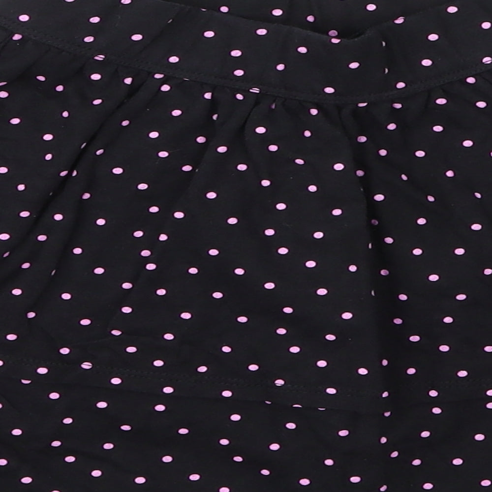 George Girls Black Spotted Cotton A-Line Skirt Size 7 Years  Regular
