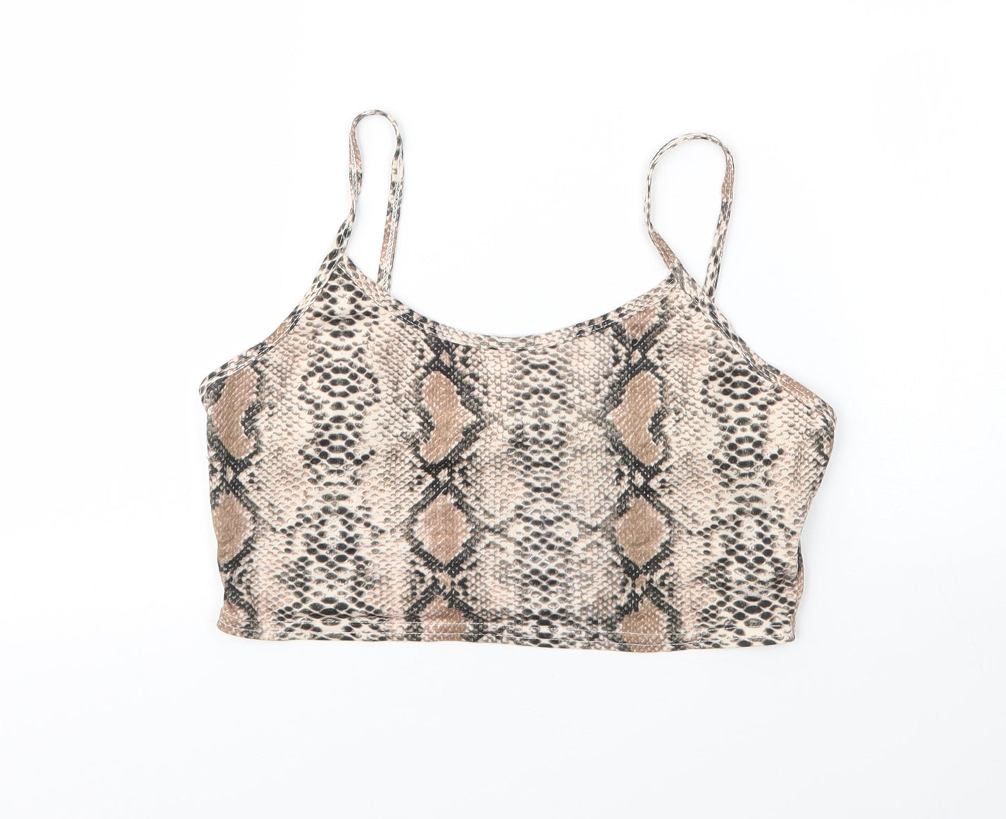 SheIn Womens Beige Animal Print Polyester Camisole Blouse Size L Round Neck - Snake Skin Print