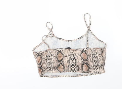 SheIn Womens Beige Animal Print Polyester Camisole Blouse Size L Round Neck - Snake Skin Print