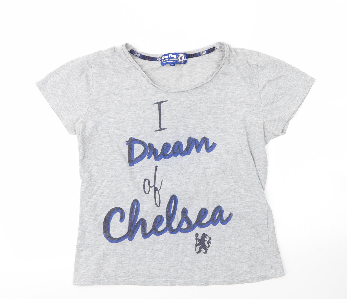 Blue Falg Womens Grey  Cotton Basic T-Shirt Size 8 Round Neck - Chelsea