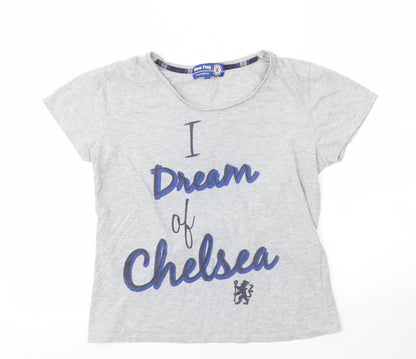Blue Falg Womens Grey  Cotton Basic T-Shirt Size 8 Round Neck - Chelsea