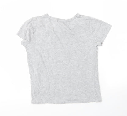 Blue Falg Womens Grey  Cotton Basic T-Shirt Size 8 Round Neck - Chelsea