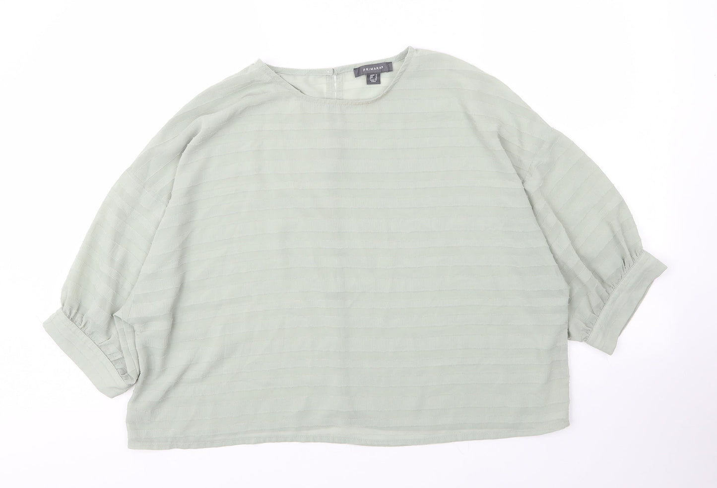 Primark Womens Green  Polyester Basic Blouse Size 14 Round Neck