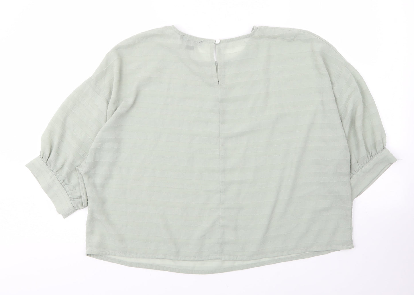 Primark Womens Green  Polyester Basic Blouse Size 14 Round Neck