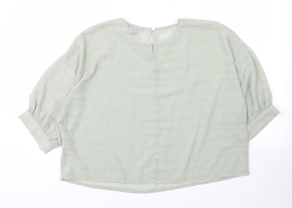 Primark Womens Green  Polyester Basic Blouse Size 14 Round Neck