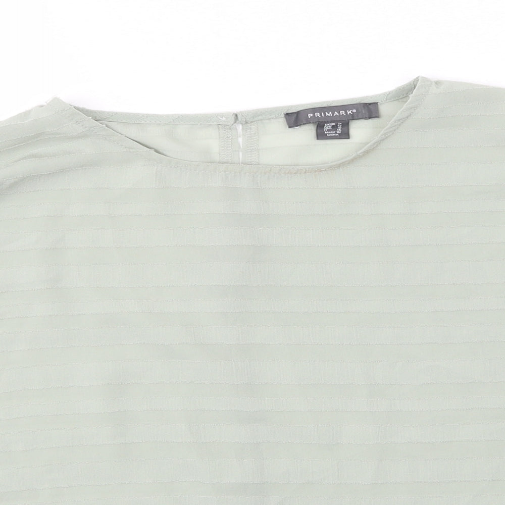 Primark Womens Green  Polyester Basic Blouse Size 14 Round Neck