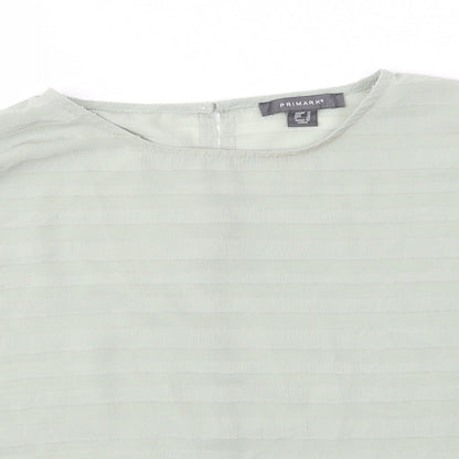 Primark Womens Green  Polyester Basic Blouse Size 14 Round Neck