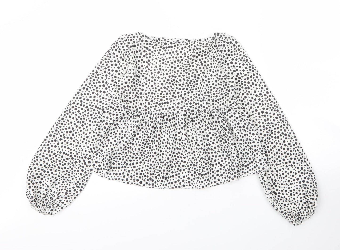 I SAW IT FIRST Womens White Animal Print Polyester Cropped Blouse Size 6 Square Neck - Leopard print