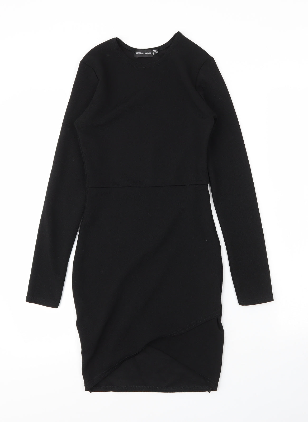 PRETTYLITTLETHING Womens Black  Polyester Sheath  Size 8  Round Neck