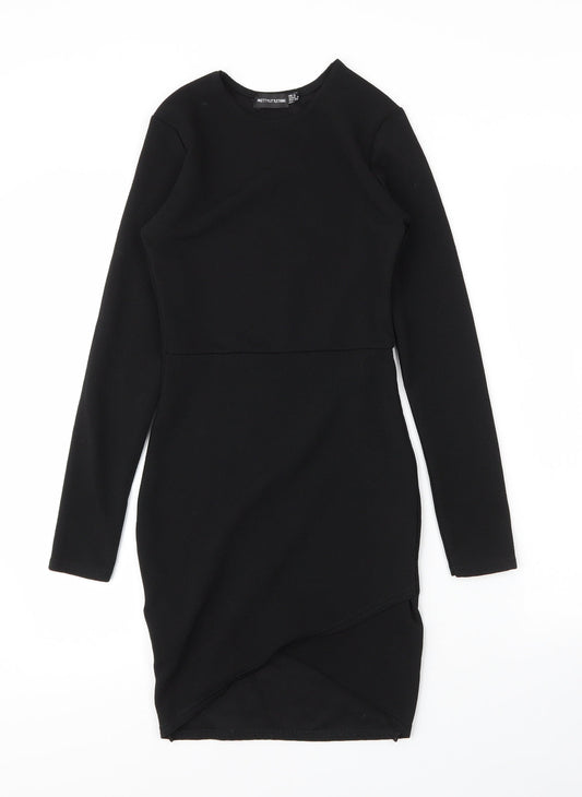 PRETTYLITTLETHING Womens Black  Polyester Sheath  Size 8  Round Neck