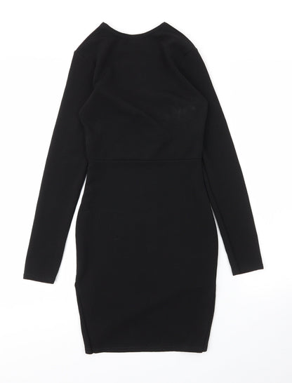 PRETTYLITTLETHING Womens Black  Polyester Sheath  Size 8  Round Neck