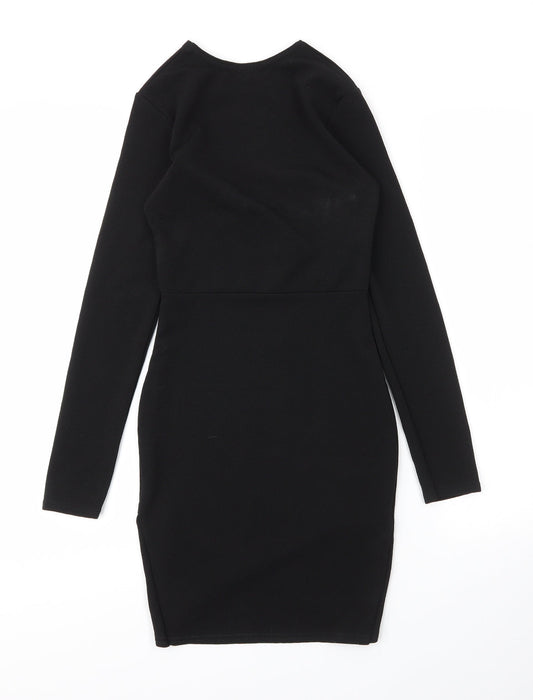 PRETTYLITTLETHING Womens Black  Polyester Sheath  Size 8  Round Neck