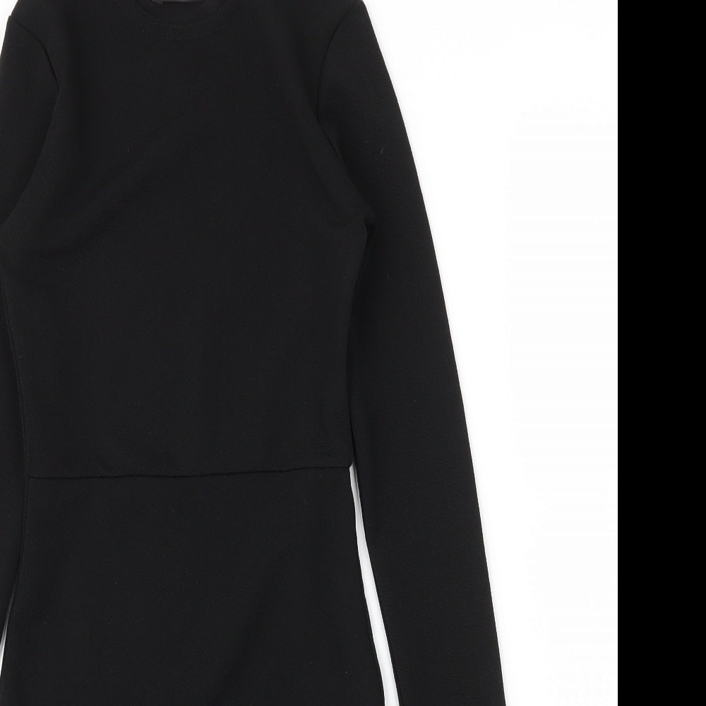 PRETTYLITTLETHING Womens Black  Polyester Sheath  Size 8  Round Neck