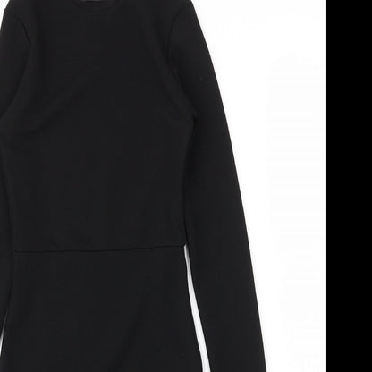 PRETTYLITTLETHING Womens Black  Polyester Sheath  Size 8  Round Neck