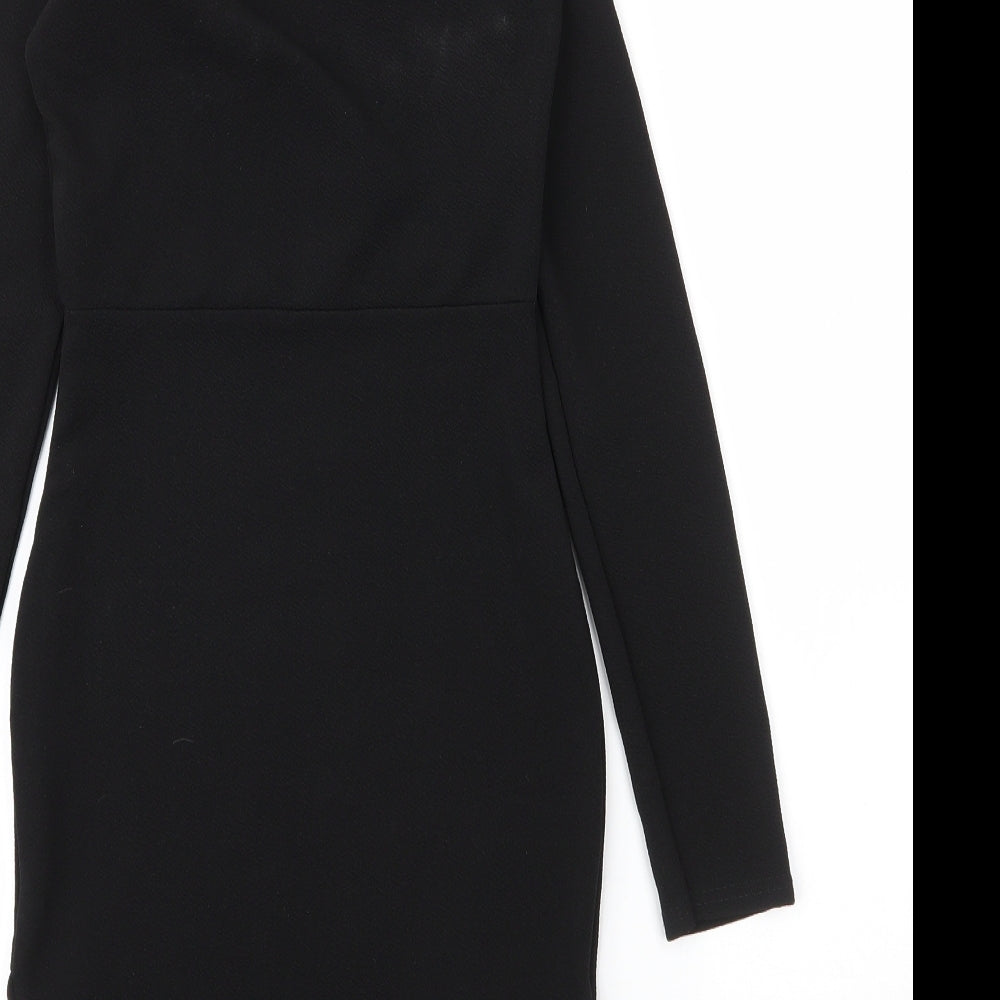 PRETTYLITTLETHING Womens Black  Polyester Sheath  Size 8  Round Neck