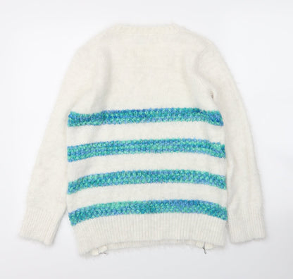 Womens UK Size 10 Debenhams White Pullover Jumper