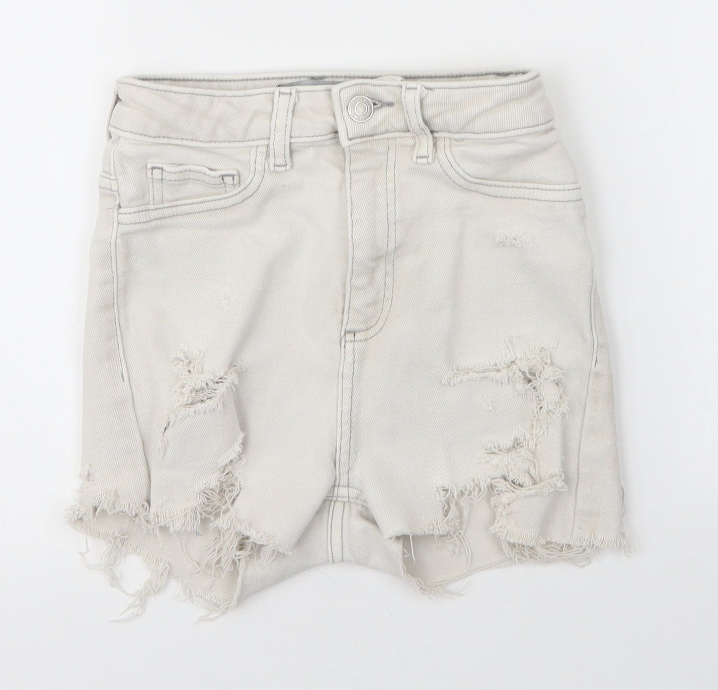 New Look Womens Grey  Cotton Hot Pants Shorts Size 8  Regular Zip