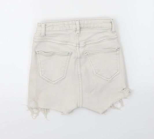 New Look Womens Grey  Cotton Hot Pants Shorts Size 8  Regular Zip