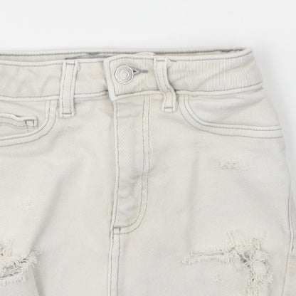 New Look Womens Grey  Cotton Hot Pants Shorts Size 8  Regular Zip