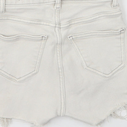 New Look Womens Grey  Cotton Hot Pants Shorts Size 8  Regular Zip