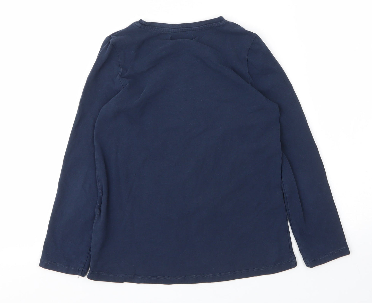 Debenhams Girls Blue  Cotton Basic T-Shirt Size 7 Years Round Neck