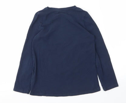 Debenhams Girls Blue  Cotton Basic T-Shirt Size 7 Years Round Neck