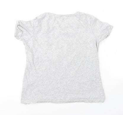 Primark Girls Grey  Cotton Basic T-Shirt Size 11 Years Round Neck