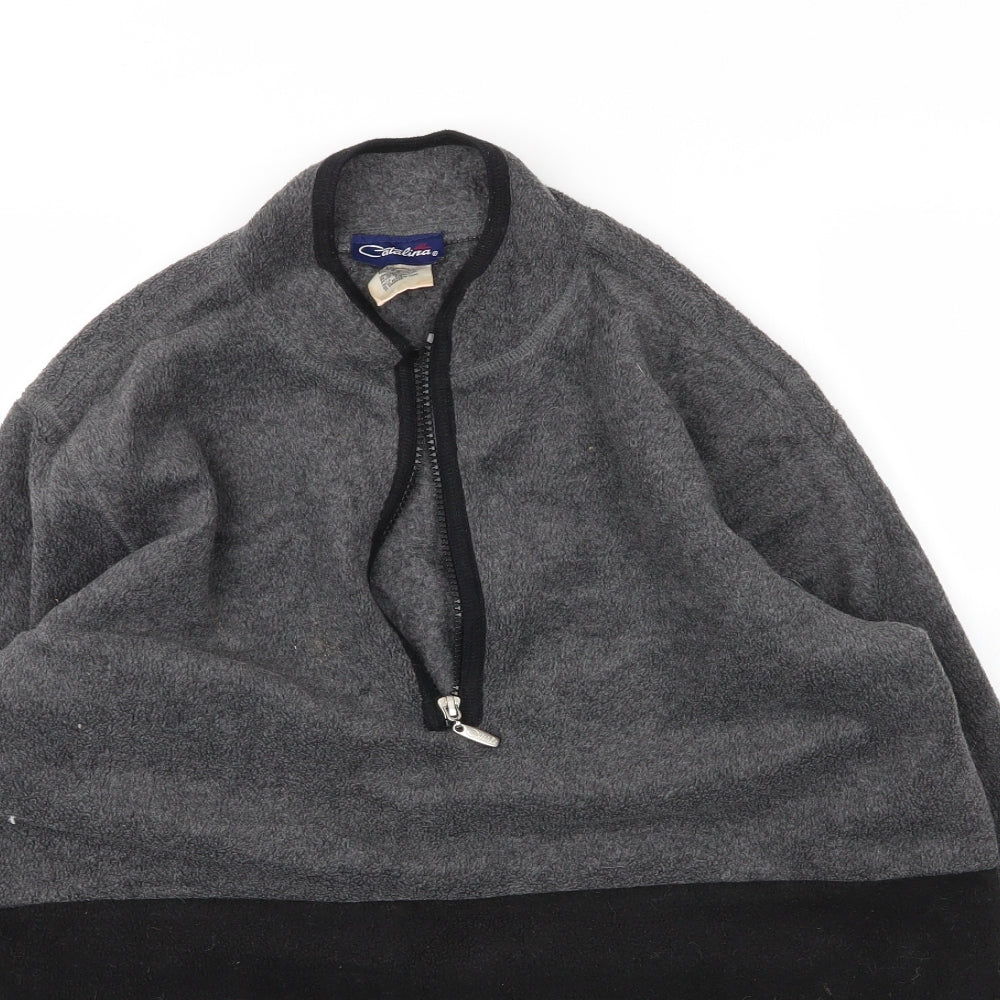Close-up detail of Catalina men’s grey high neck polyester jumper, size S