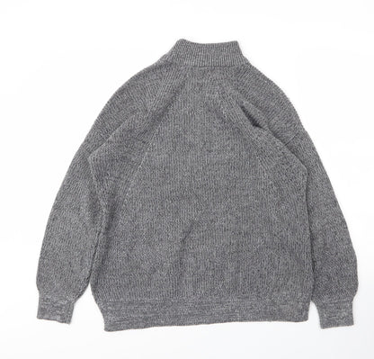 Together Womens Grey Mock Neck  Acrylic Pullover Jumper Size M