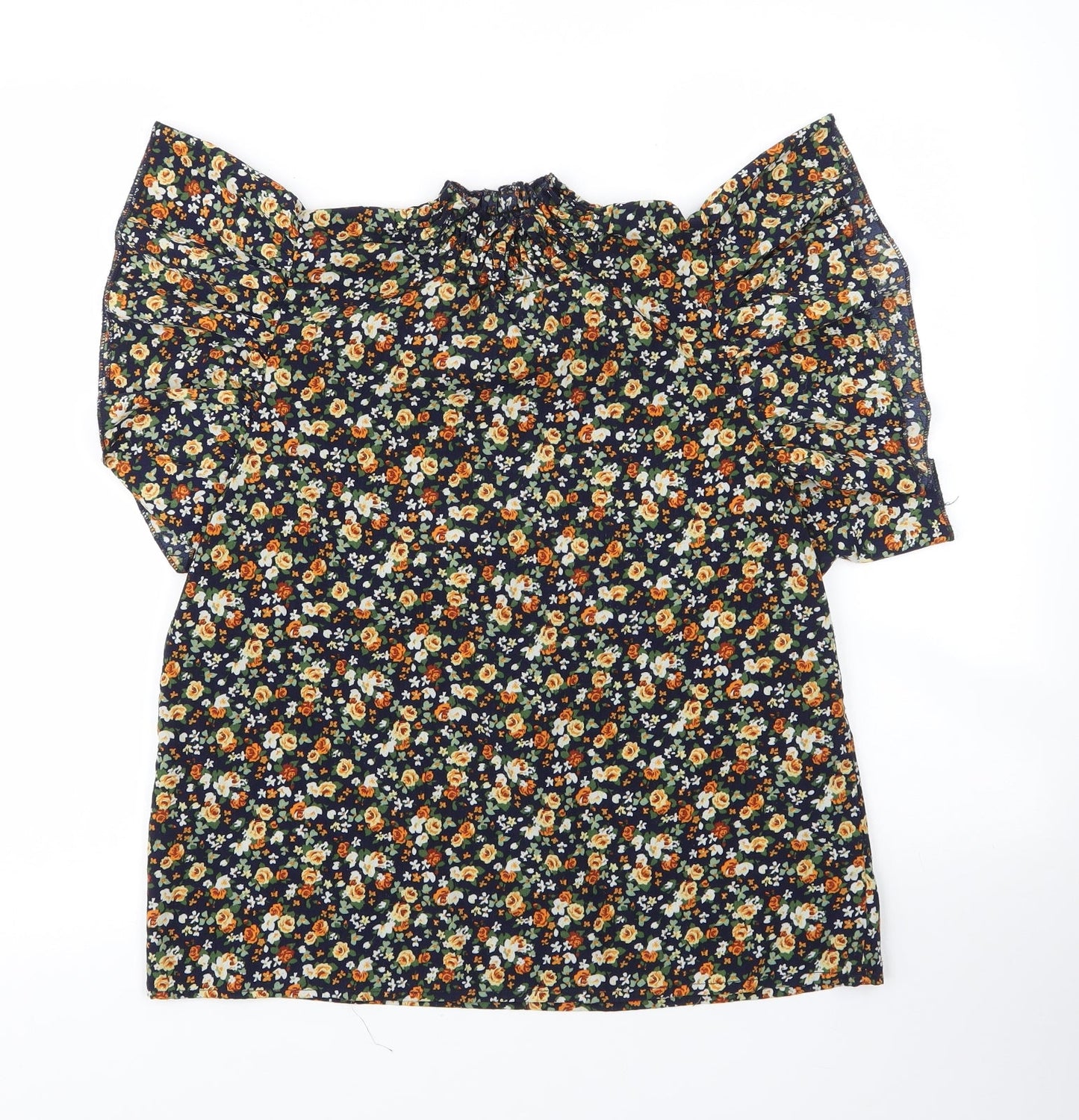 SheIn Womens Black Floral Polyester Basic Blouse Size M Mock Neck