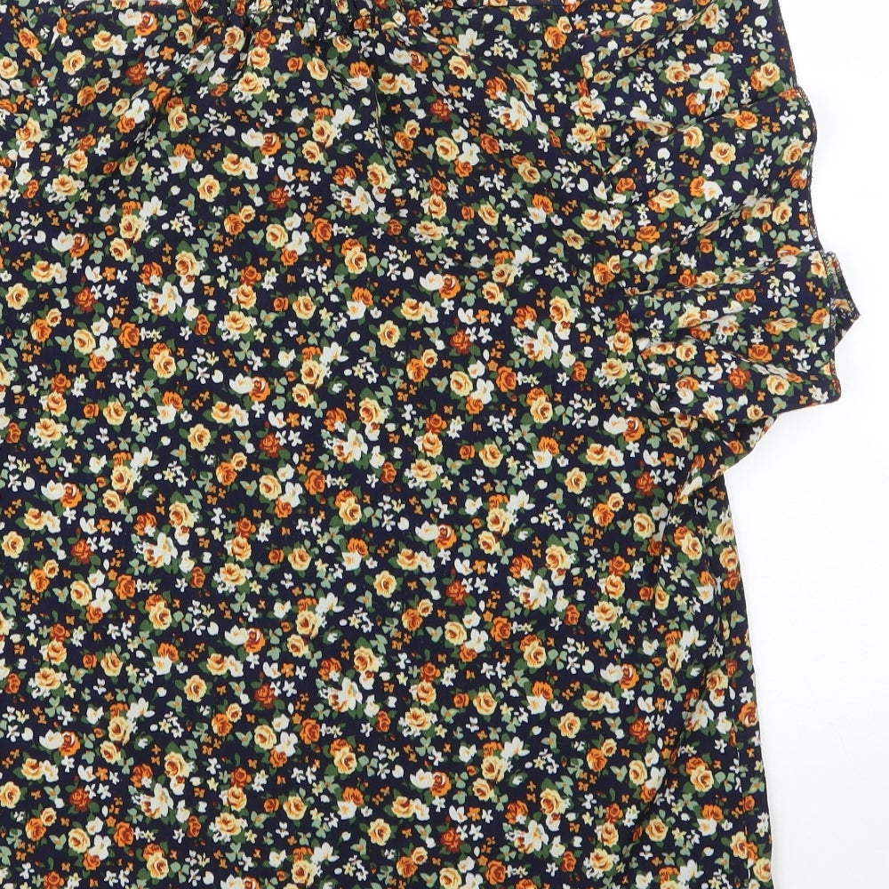 SheIn Womens Black Floral Polyester Basic Blouse Size M Mock Neck