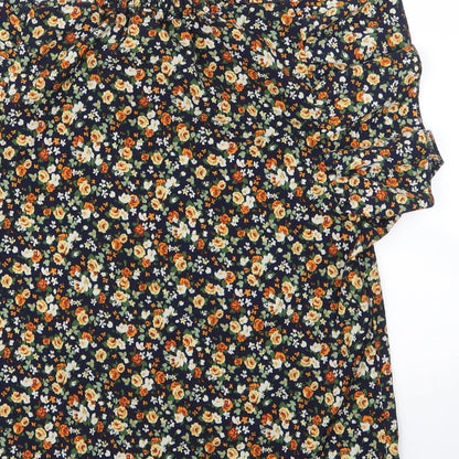 SheIn Womens Black Floral Polyester Basic Blouse Size M Mock Neck