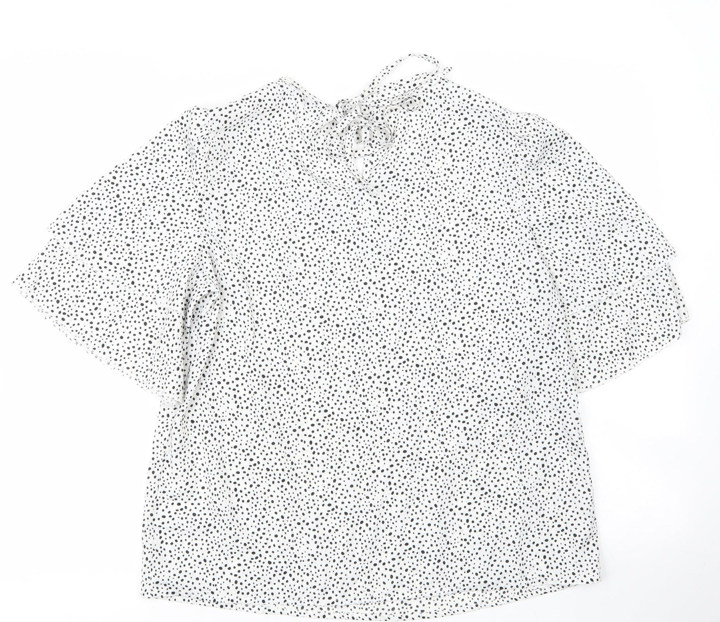 SheIn Womens White Animal Print Polyester Basic Blouse Size M Round Neck - Leopard print