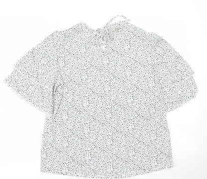 SheIn Womens White Animal Print Polyester Basic Blouse Size M Round Neck - Leopard print