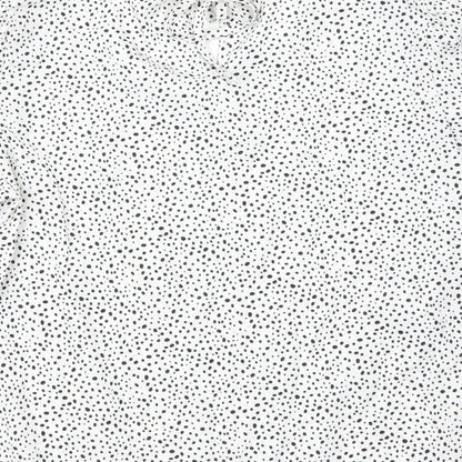 SheIn Womens White Animal Print Polyester Basic Blouse Size M Round Neck - Leopard print