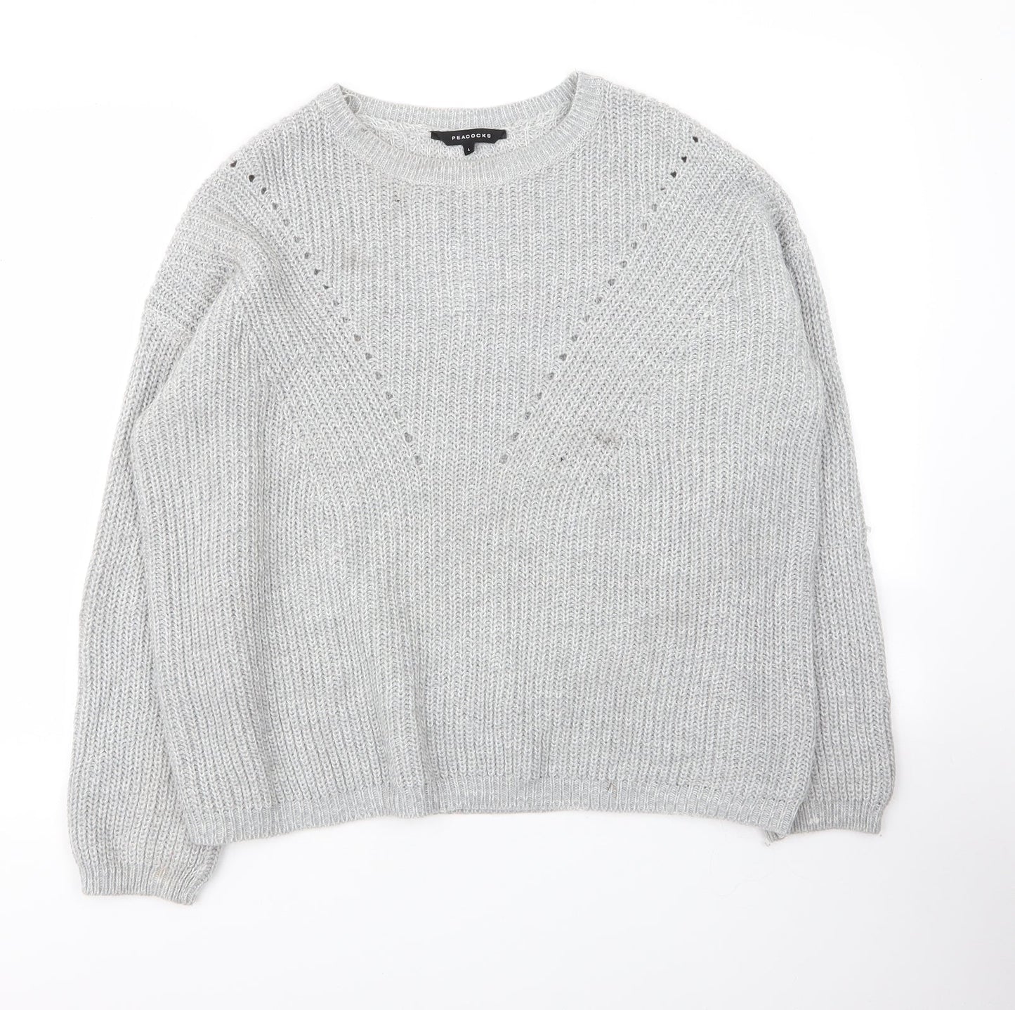 Womens UK Size L Peacocks Grey Pullover Jumper