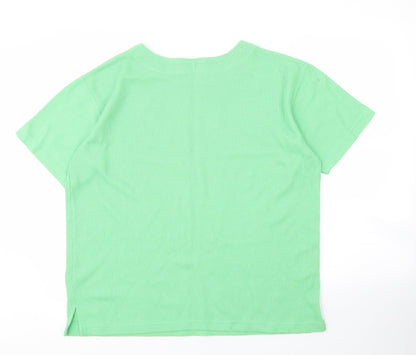 Womens UK Size L Joie De Vivre Green Basic T-Shirt