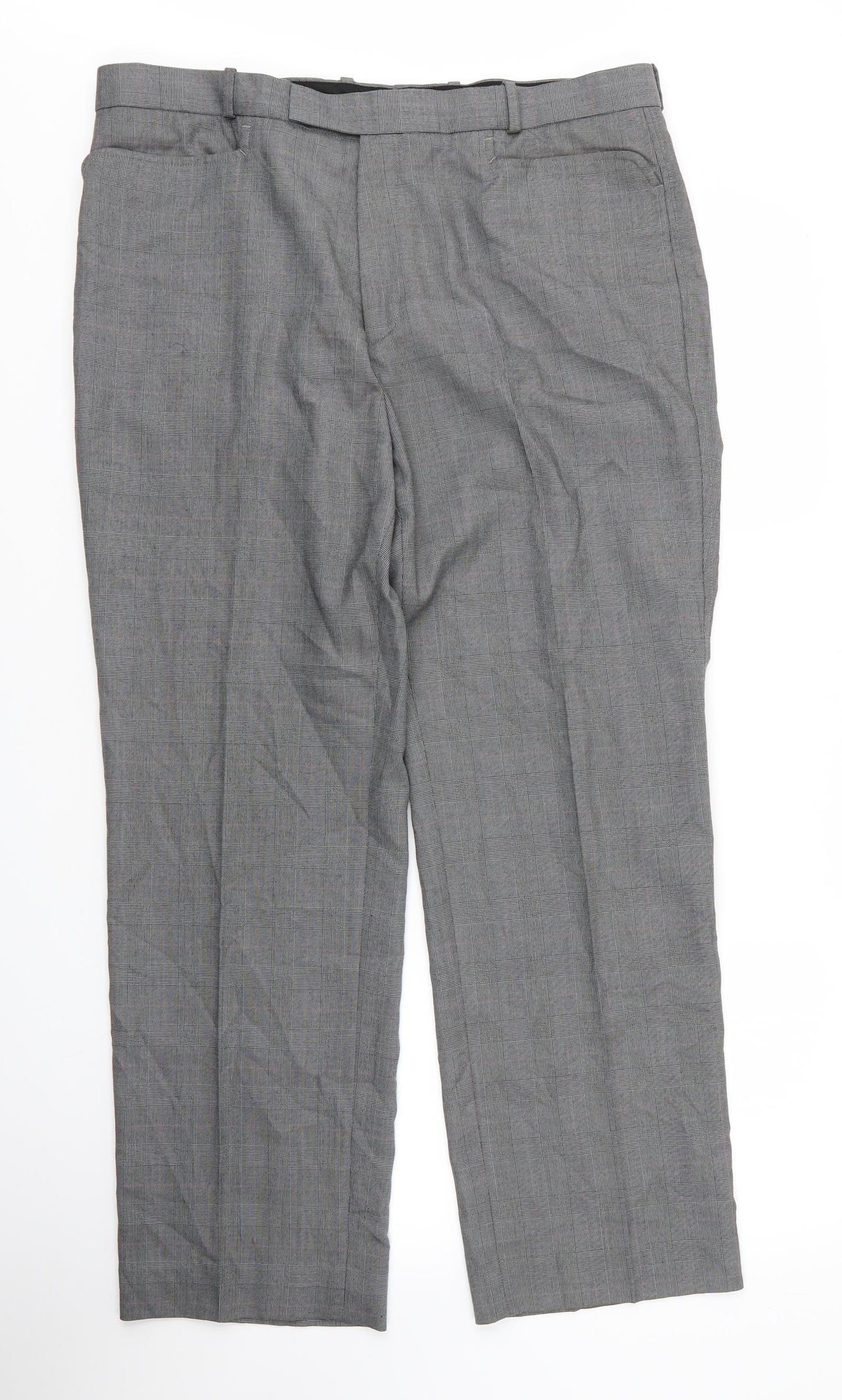 New Look Mens Grey Plaid Viscose Trousers  Size 36 in L28 in Regular Zip