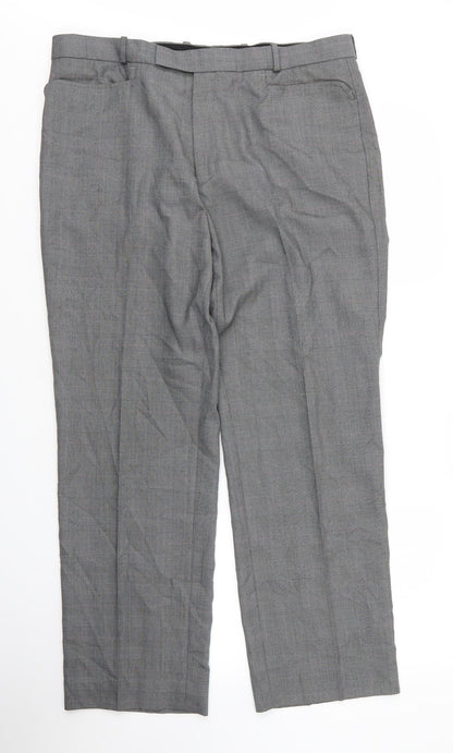 New Look Mens Grey Plaid Viscose Trousers  Size 36 in L28 in Regular Zip