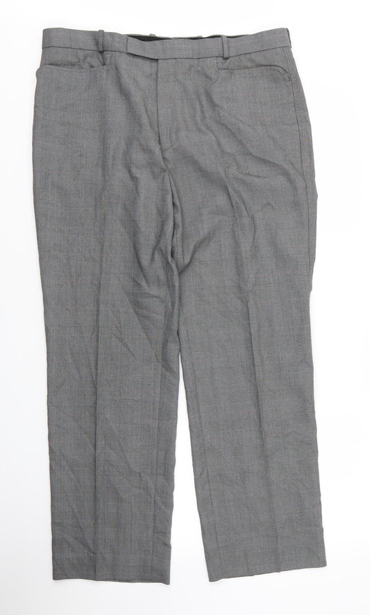 New Look Mens Grey Plaid Viscose Trousers  Size 36 in L28 in Regular Zip