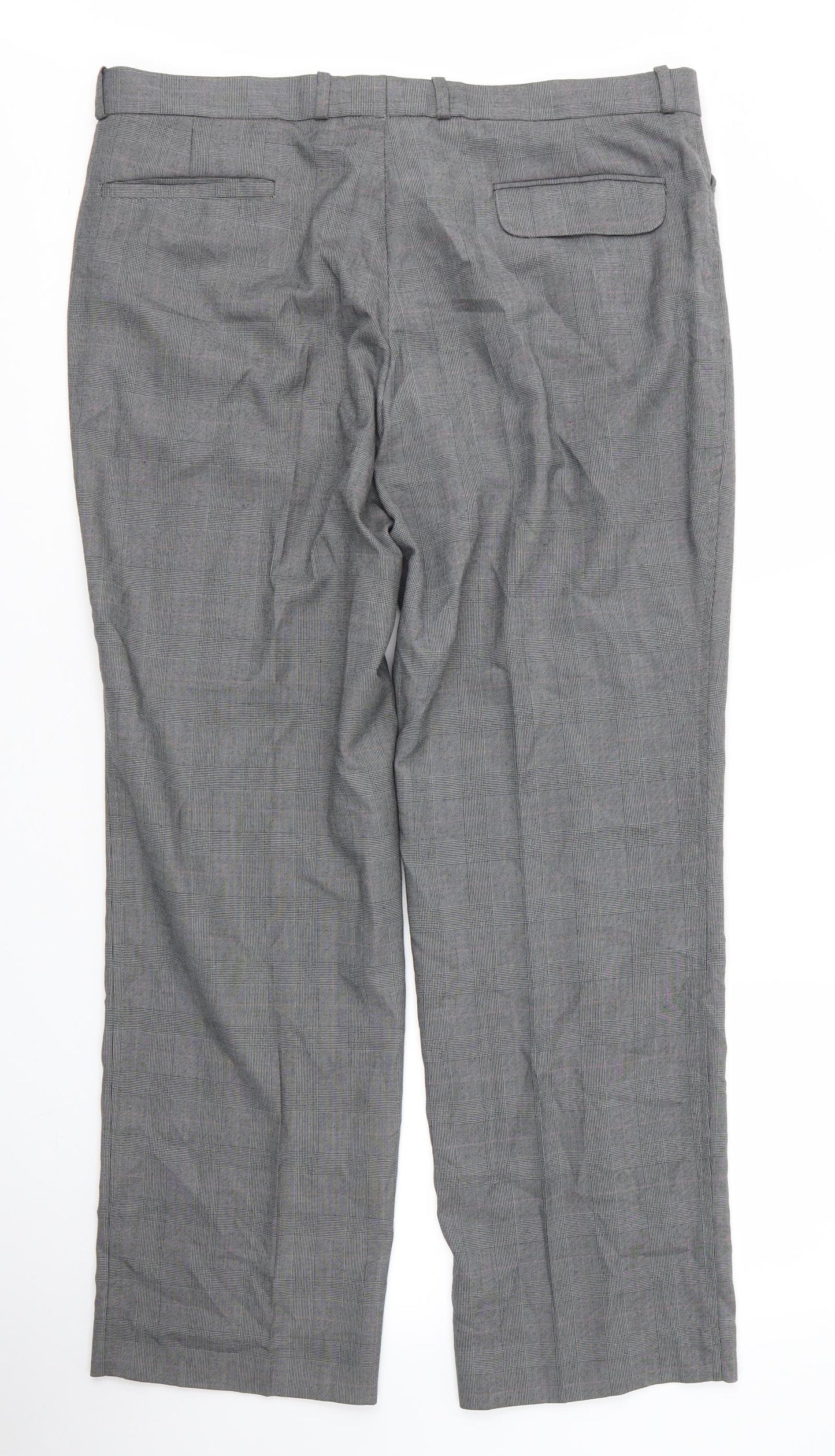 New Look Mens Grey Plaid Viscose Trousers  Size 36 in L28 in Regular Zip