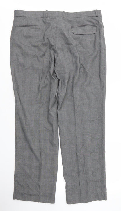 New Look Mens Grey Plaid Viscose Trousers  Size 36 in L28 in Regular Zip