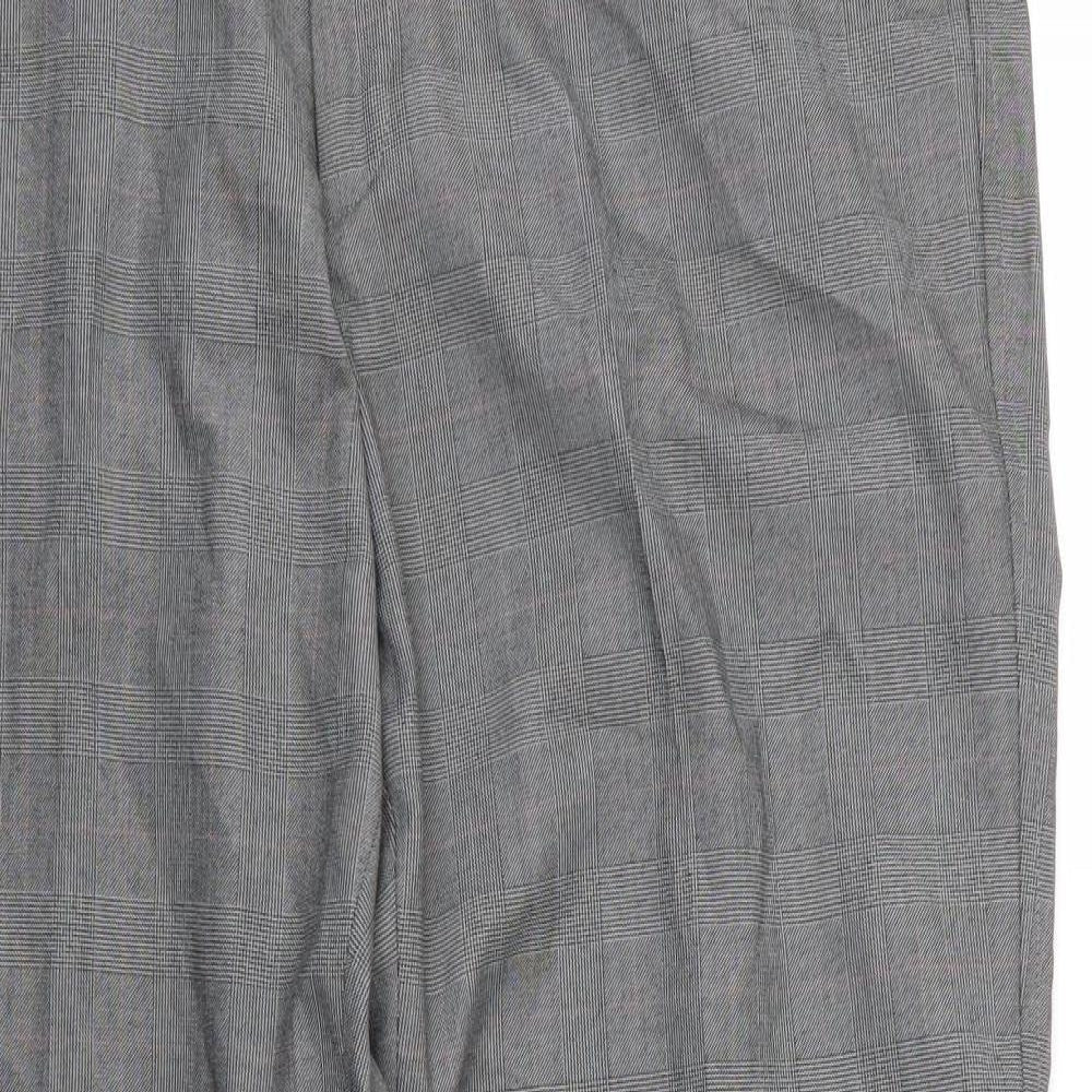 New Look Mens Grey Plaid Viscose Trousers  Size 36 in L28 in Regular Zip