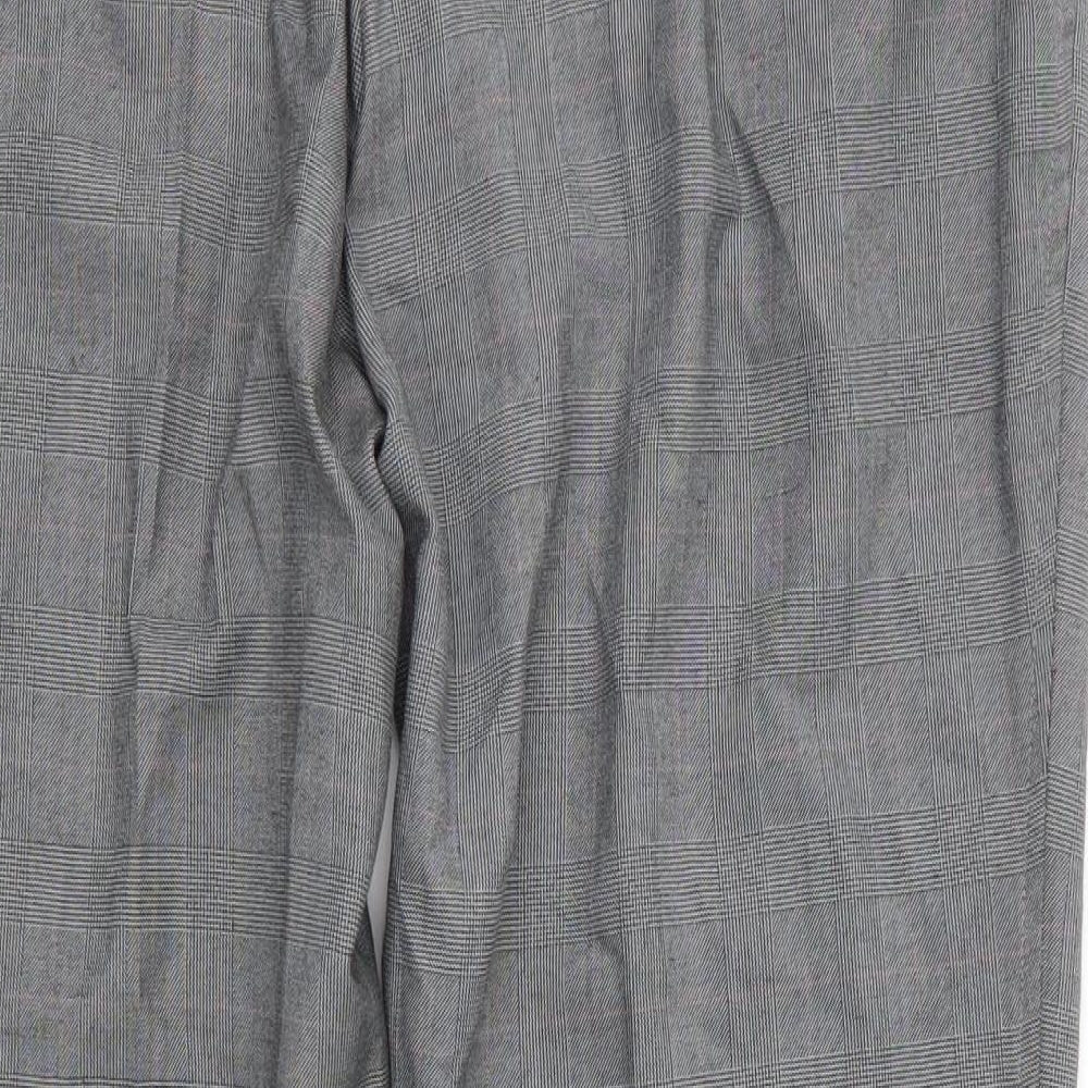 New Look Mens Grey Plaid Viscose Trousers  Size 36 in L28 in Regular Zip
