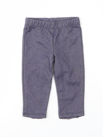Preworn Girls Blue  Cotton Capri Leggings Size 3-6 Months